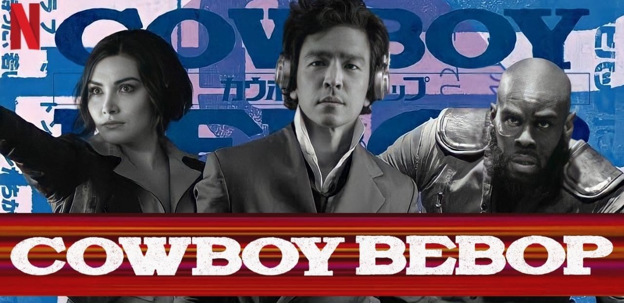 John Cho como Spike Spiegel, Daniella Pineda como Fryer Valentine e Mustafa Shakir como Jet Black na série em live-action cancelada de Cowboy Bebop para a Netflix