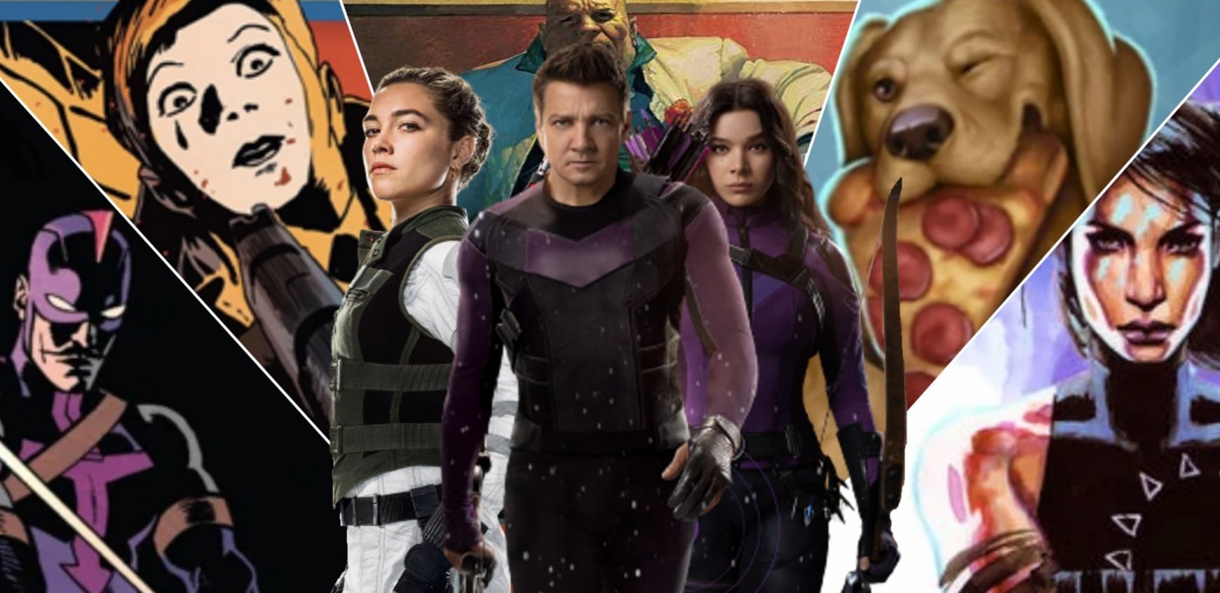 Jeremy Renner como Clint Barton, Hailee Steinfeld como Kate Bishop e outros personagens da 2ª temporada de Gavião Arqueiro do MCU no Disney+